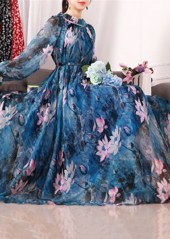 Limited Edition vintage-inspired dressBohemian Blue Print Exra Large Hem Chiffon Beach Dresses Spring Limited Edition vintage-inspired dressBohemian Blue Print Exra Large Hem Chiffon Beach Dresses Spring