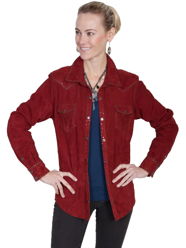 relaxed winter jacketScully Womens Cranberry Leather Shiny Stars Jacket