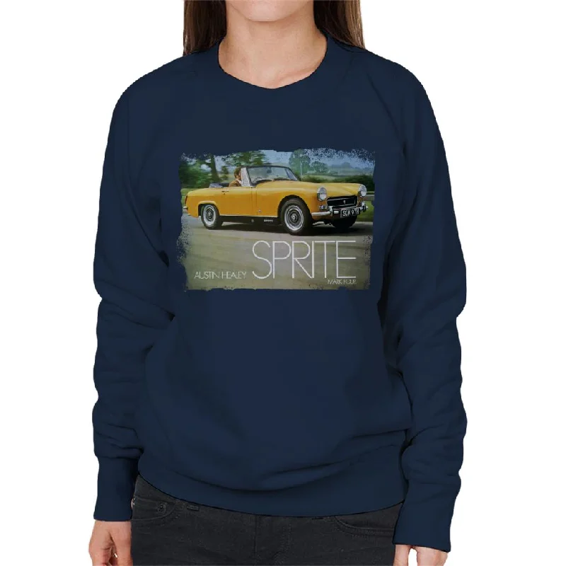 trendy gym wear hoodieAustin Healey Sprite Mark IV Yellow British Motor Heritage Women's Sweatshirt