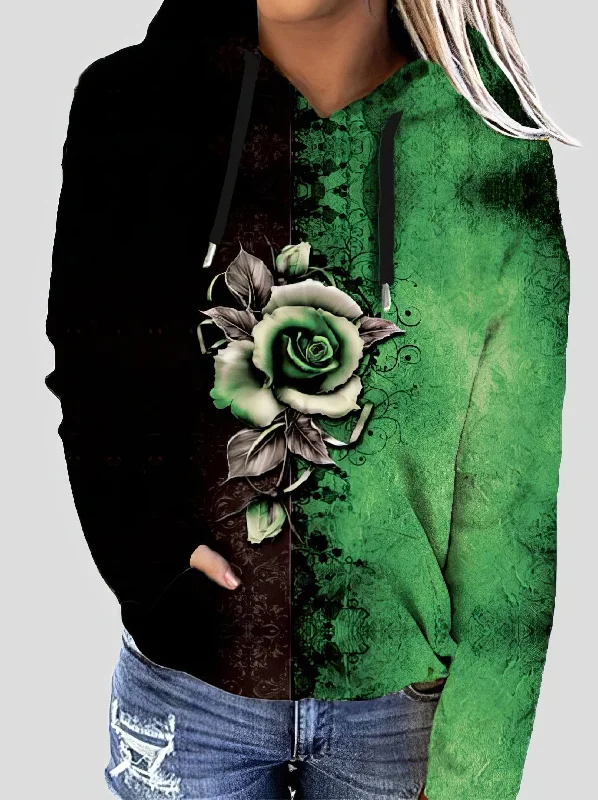 Daily Specials Hooded Sweatshirt with Rose Print