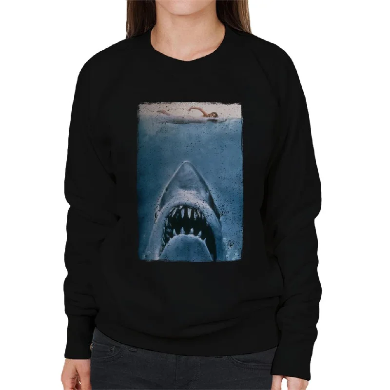 cool workout sweatshirtJaws Classic Poster Stalking Prey Women's Sweatshirt