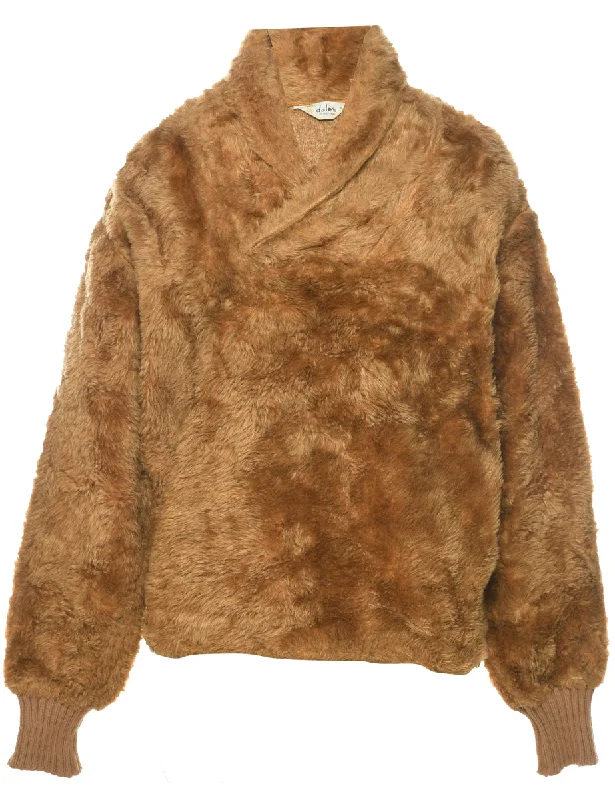 Flash Deals chic coatLight Brown Faux Fur Coat - L