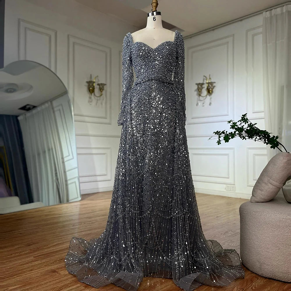 Buy More, Save More statement dressSerene Hill 2025 Saudi Arabic Gray Mermaid Beaded With Overskirt Evening Dresses Gowns For Formal Occasion LA72849 Customized Buy More, Save More statement dressSerene Hill 2025 Saudi Arabic Gray Mermaid Beaded With Overskirt Evening Dresses Gowns For Formal Occasion LA72849 Customized