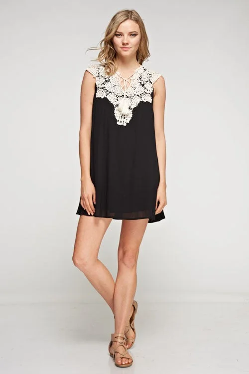 ruffle dressGauze Crochet & Tassel detailed Dress