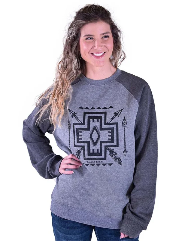 chic outerwearCowgirl Tuff Womens Aztec Print Ash Poly/Rayon Sweatshirt