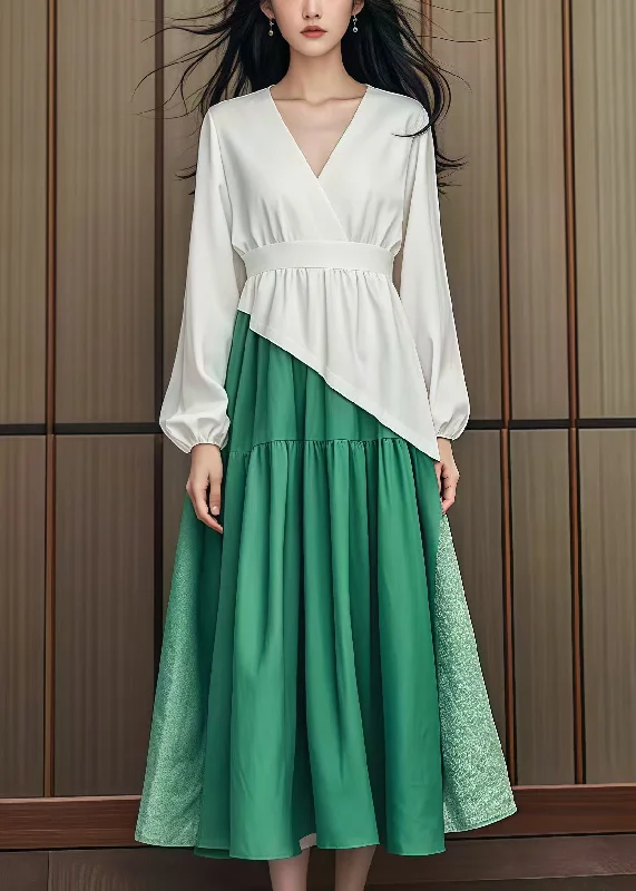 Today's Special ashionable dressOriginal Design Colorblock Cinched Patchwork Cotton Dress Fall