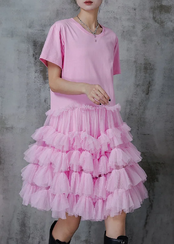 Bargain Prices layered dressPink Patchwork Tulle Party Dress Oversized Summer