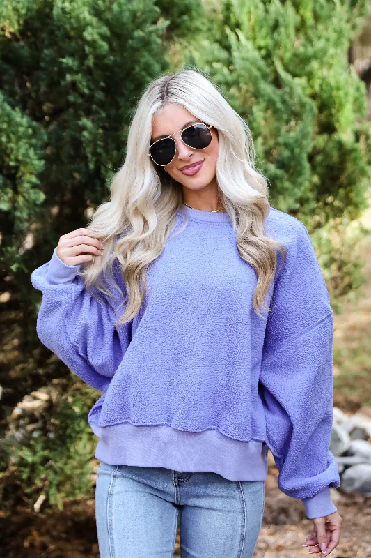 modern sports hoodieCutest Consideration Periwinkle Sherpa Pullover