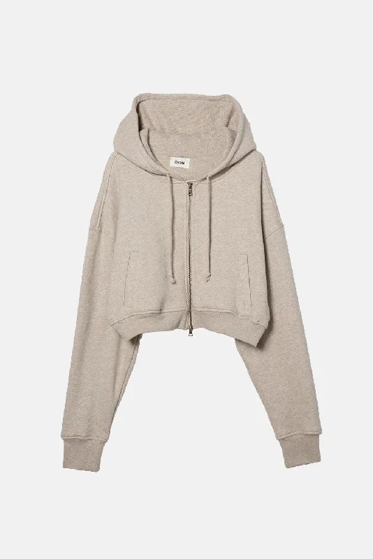 Weekend Flash Sale loose fit sports sweatshirtBABYDOLL CROP ZIP HOODIE