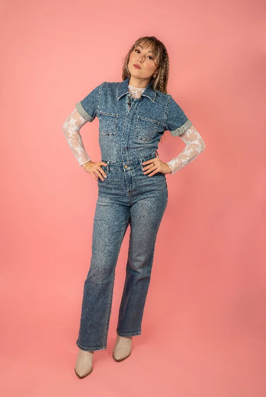 Fantastic Deals Judy Blue Denim Worker Girl Straight Leg Coverall Jumpsuit