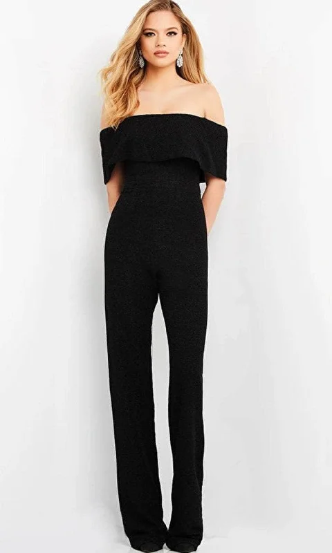 Special Price Jovani 1230 - Off Shoulder Evening Jumpsuit