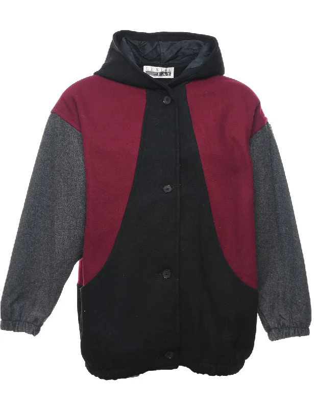 Holiday Sale long-sleeve coatLeslie Fay Colour Block Wool Coat - XL
