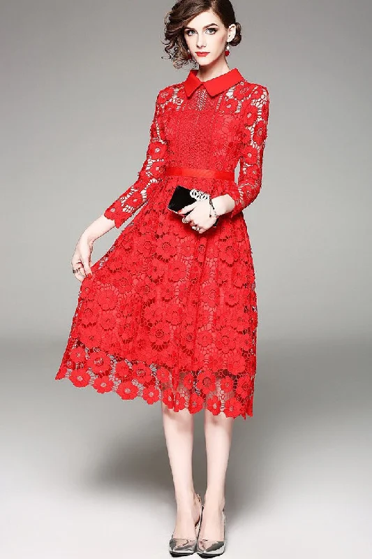 formal dressRed All Over Lace Dress