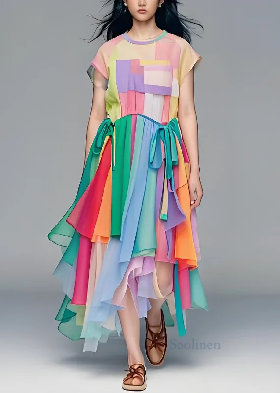 Instant Savings trendy mini dressLoose O Neck Asymmetrical Design Tulle Patchwork Cotton Dress Summer Instant Savings trendy mini dressLoose O Neck Asymmetrical Design Tulle Patchwork Cotton Dress Summer