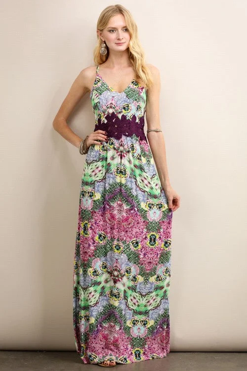 modern dressFloral Maxi Dress W/ Crochet Waist