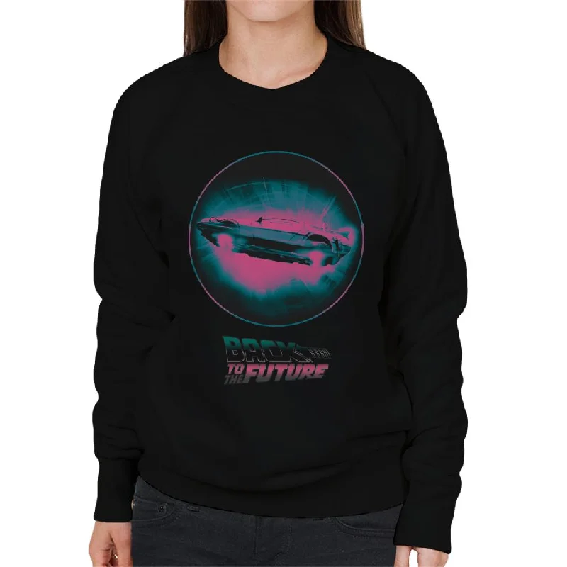 Overstock classic gym sweatshirtBack to the Future Delorean Flying Pink Haze Women's Sweatshirt