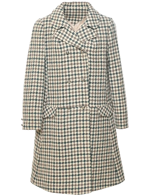 Crazy Deals sleek trench coatChecked Pattern Wool Coat - M