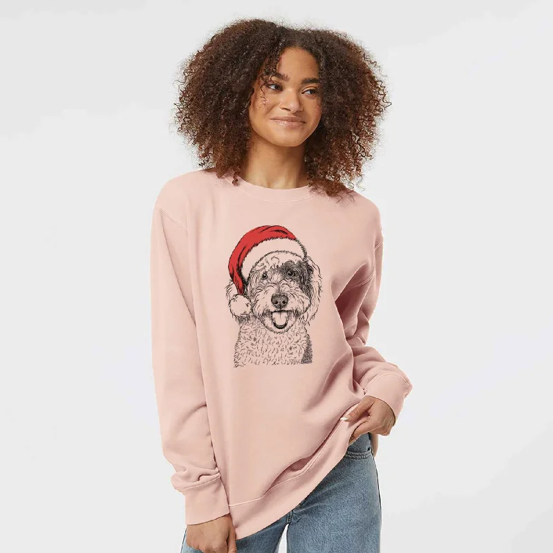 breathable gym hoodieSanta Sherlock the Sheepadoodle - Unisex Pigment Dyed Crew Sweatshirt