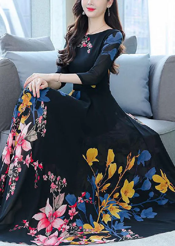 Limited Time Offer sleek midi dressStylish Black O-Neck Print Exra Large Hem Chiffon Dresses Half Sleeve Limited Time Offer sleek midi dressStylish Black O-Neck Print Exra Large Hem Chiffon Dresses Half Sleeve