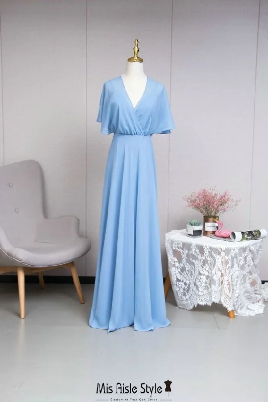 Final Markdown evening dressBlue Chiffon Boho Bridesmaid Dress