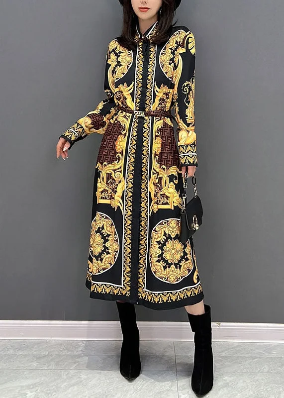 Stock Clearance silk dressWomen Yellow Print Peter Pan Collar Cotton Shirt Dresses Fall Stock Clearance silk dressWomen Yellow Print Peter Pan Collar Cotton Shirt Dresses Fall