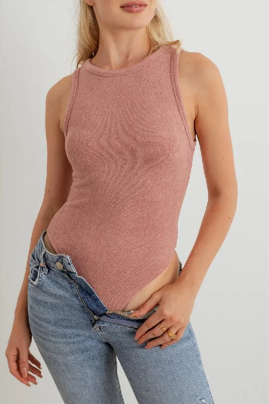 Special Price Mauve Knit Sleeveless Bodysuit