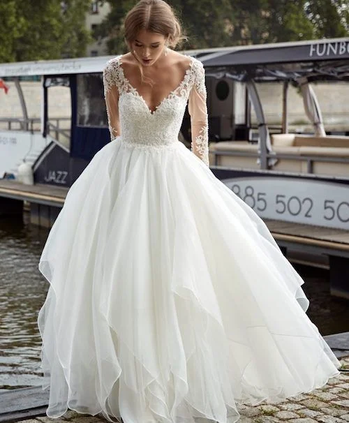 Major Savings floral midi dressLong Sleeve Ball Gown Wedding Dress