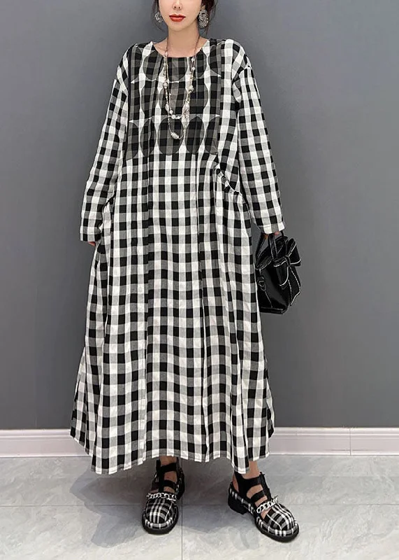 Year-End Sale printed dressPlus Size Grey Oversized Plaid Cotton Beach Dress Spring Year-End Sale printed dressPlus Size Grey Oversized Plaid Cotton Beach Dress Spring