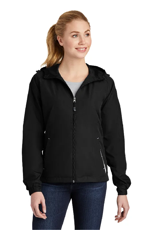 Overstock Sale contemporary coatSport-Tek Womens Water Resistant Full Zip Hooded Jacket - Black/White Overstock Sale contemporary coatSport-Tek Womens Water Resistant Full Zip Hooded Jacket - Black/White