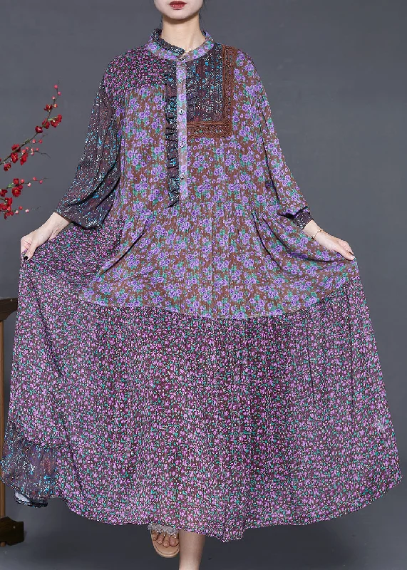 Price Drop casual summer dressVintage Purple Ruffled Patchwork Chiffon Dresses Summer Price Drop casual summer dressVintage Purple Ruffled Patchwork Chiffon Dresses Summer