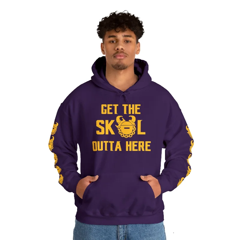 Amazing Deals Unisex Heavy Blend™ Hooded Sweatshirt - Get OUTTA Here + Game Day Helmet (Sleeves)