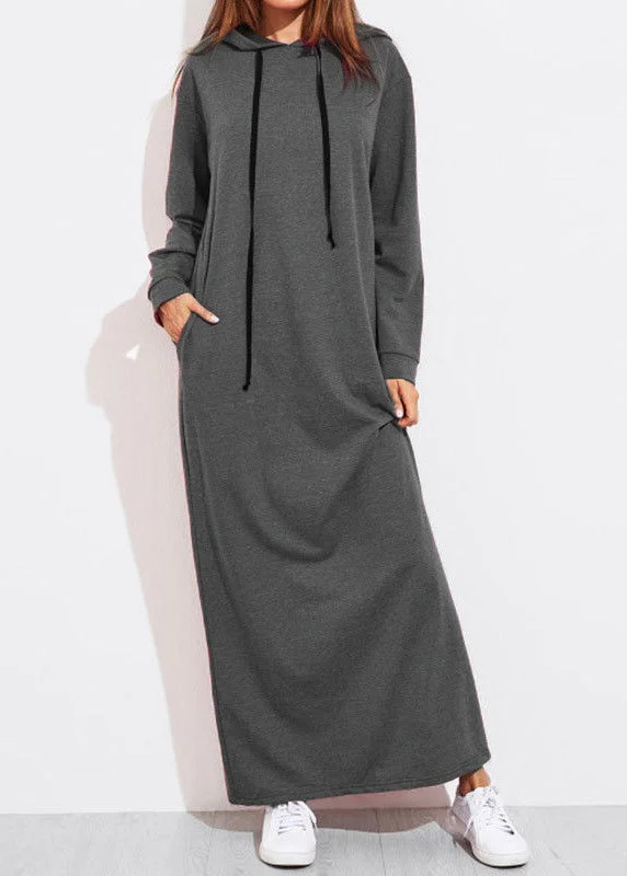 Steals and Deals denim dressCasual Women Solid Color Full Sleeve Long Hooded Sweatshirt Dress Dark Gray Steals and Deals denim dressCasual Women Solid Color Full Sleeve Long Hooded Sweatshirt Dress Dark Gray