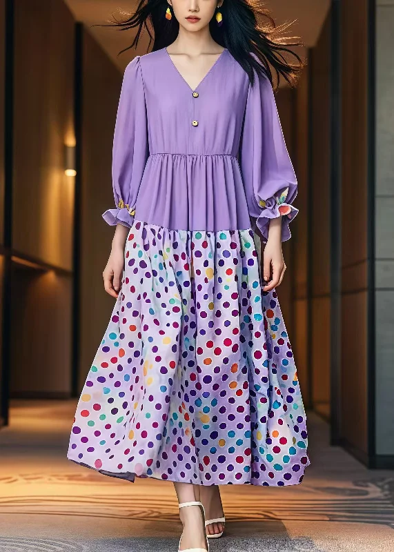 Limited Availability bohemian dressModern Lavender Oversized Print Cotton Dresses Fall Limited Availability bohemian dressModern Lavender Oversized Print Cotton Dresses Fall