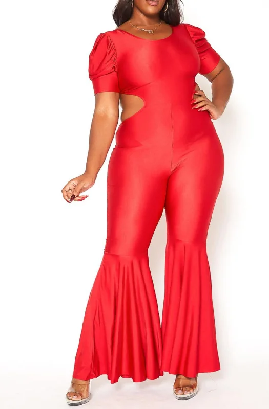 Discount Deals Hi Curvy Plus Size Women Celebrity Status Bell Flare Jumpsuit