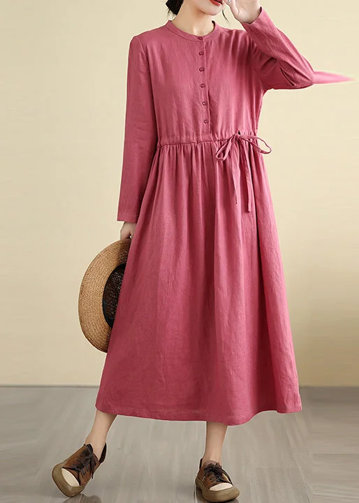 TIME-Limited Offer cocktail party dressChic Rose Cinched Linen Holiday Dress Fall