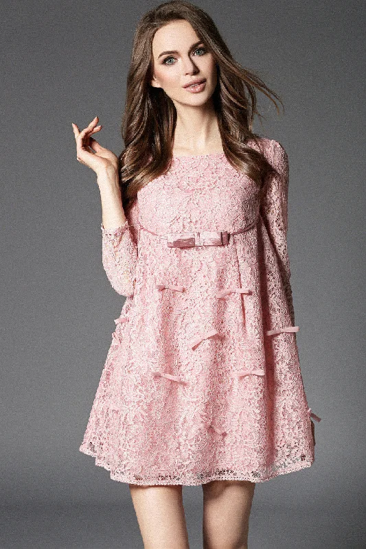 casual midi dressLace Butterfly Bow A-Line Dress