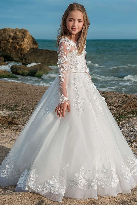 Factory Direct Sale spaghetti strap dressA-Line Illusion Neck Long Sleeve Lace/Tulle Flower Girl Dresses 676090301354 Factory Direct Sale spaghetti strap dressA-Line Illusion Neck Long Sleeve Lace/Tulle Flower Girl Dresses 676090301354