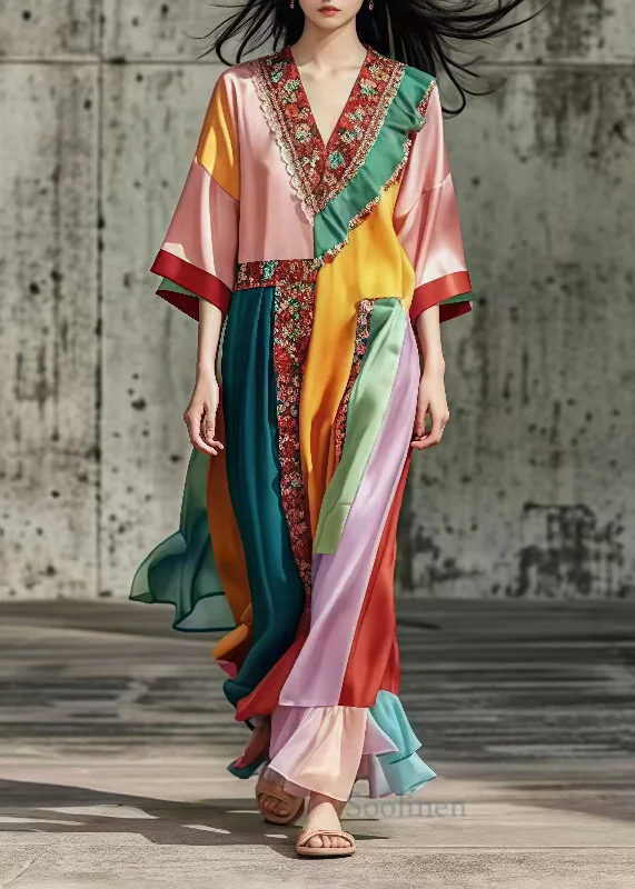 Epic Deals bodycon dressFrench Colorblock Ruffled Patchwork Silk Maxi Dresses Summer Epic Deals bodycon dressFrench Colorblock Ruffled Patchwork Silk Maxi Dresses Summer