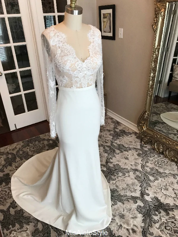 Price Fest sleeveless dressMermaid Long Sleeve V-back Wedding Dress