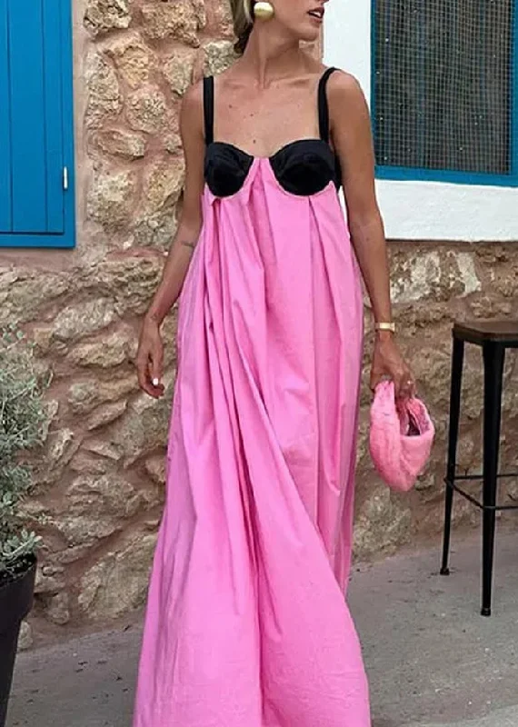 Limited Time wool dressNew Women's Pink Patchwork Backless Sleeveless Suspender Dress Limited Time wool dressNew Women's Pink Patchwork Backless Sleeveless Suspender Dress