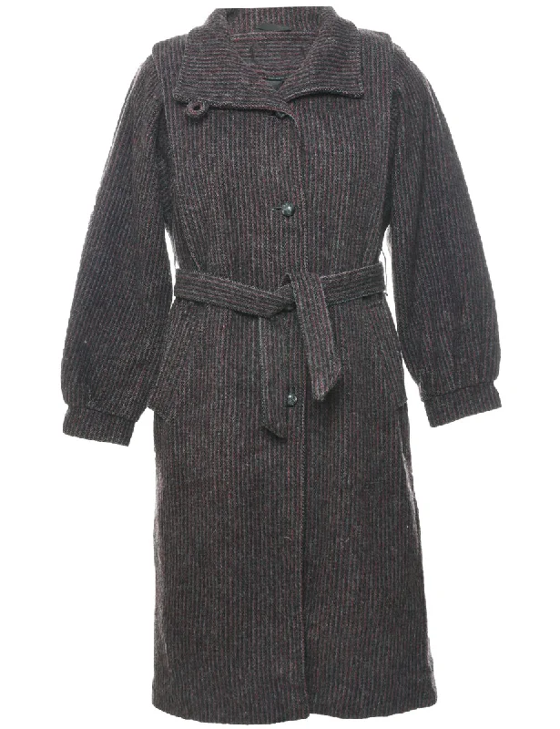 Weekend Deal casual sports coatSingle Breasted Striped Wool Coat - M