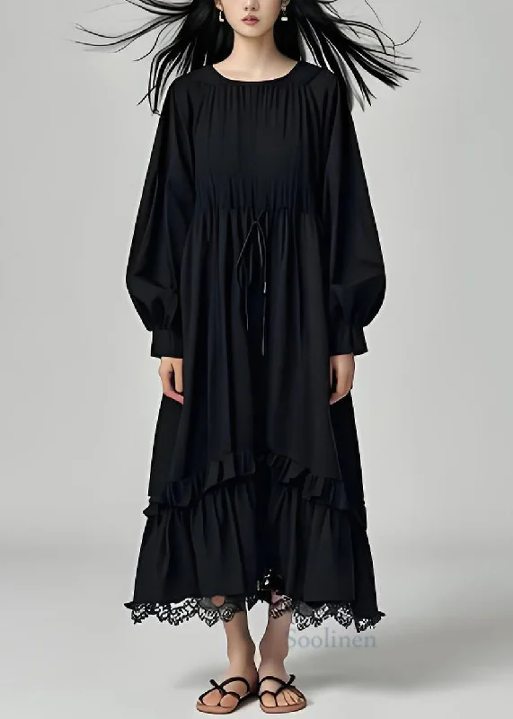 Markdown Madness casual shift dressCasual Black Ruffled Lace Patchwork Cotton Dresses Long Sleeve Markdown Madness casual shift dressCasual Black Ruffled Lace Patchwork Cotton Dresses Long Sleeve