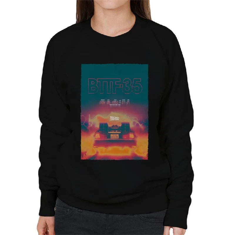 Stock Clearance bold workout sweatshirtBack to the Future Delorean 35 Electric Flames Women's Sweatshirt