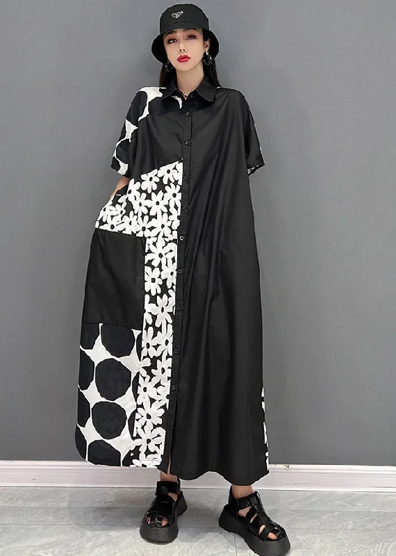 Discount Deals high-waisted dressWhite Peter Pan Collar Button Vacation Dresses Short Sleeve