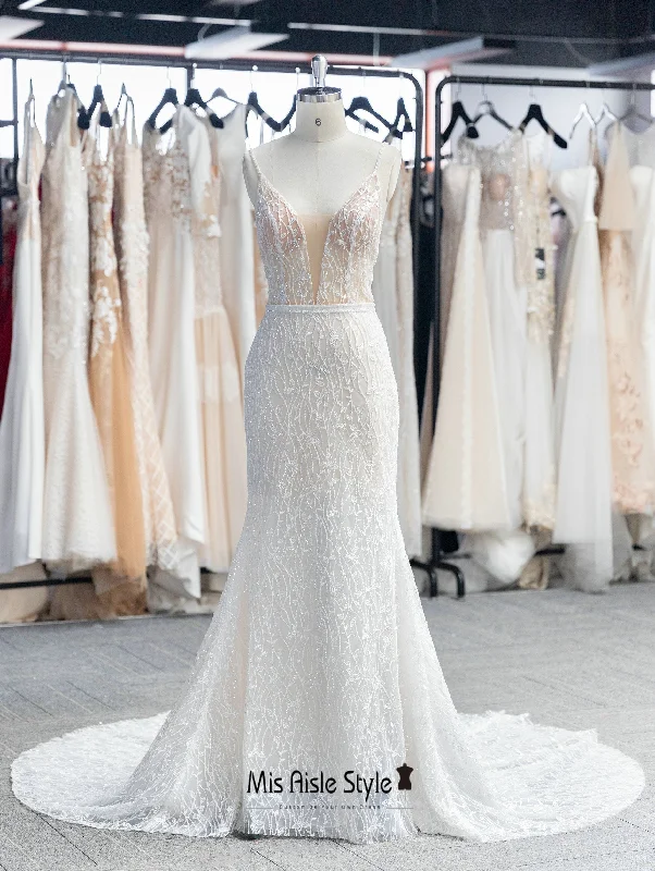 Overstock casual summer dressFit and Flare Beaded Sexy Summer Wedding Dress