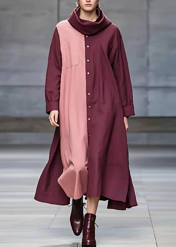 Sale Event classic fit-and-flare dressCasual Mulberry Turtleneck Patchwork Pockets Maxi Dresses Fall Sale Event classic fit-and-flare dressCasual Mulberry Turtleneck Patchwork Pockets Maxi Dresses Fall