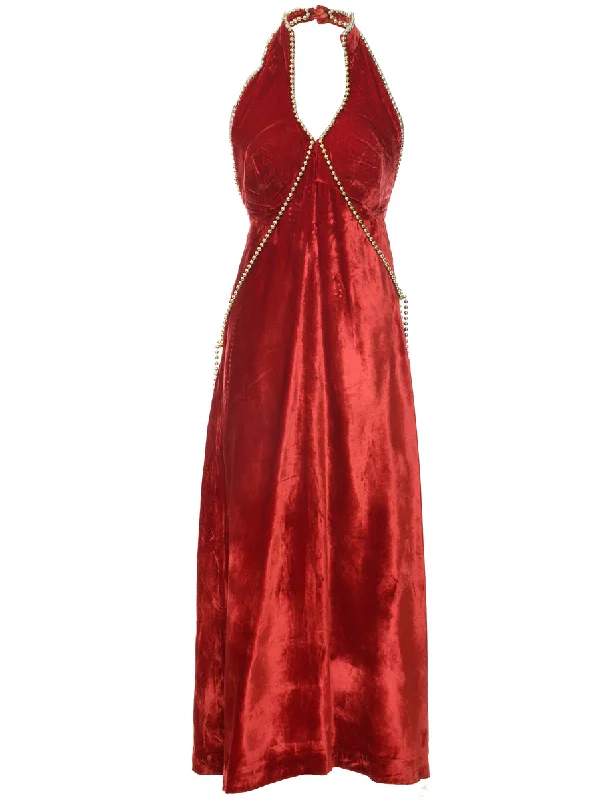 New Arrival casual utility jacketVelvet Halterneck Evening Dress - XS