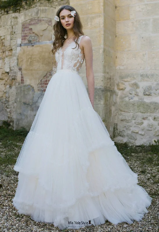 Exclusive Savings wrap-around dressTiered Skirt Illusion Lace Wedding Dress