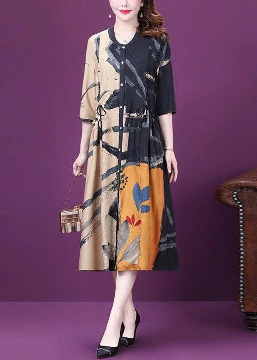 Stock Up and Save silk dressBeautiful Colorblock Drawstring Side Open Print Silk Dresses Summer Stock Up and Save silk dressBeautiful Colorblock Drawstring Side Open Print Silk Dresses Summer