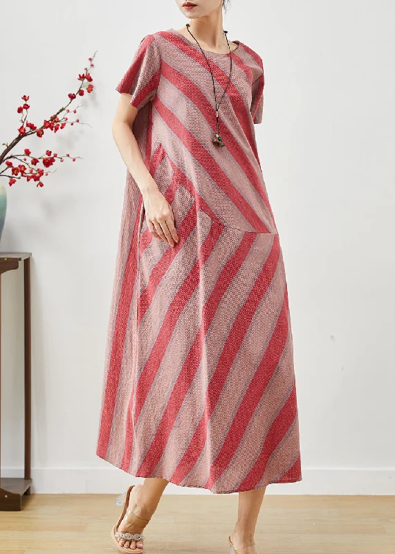 Exclusive Online Offer stylish party dressBeautiful Red Oversized Striped Cotton Robe Dresses Summer Exclusive Online Offer stylish party dressBeautiful Red Oversized Striped Cotton Robe Dresses Summer